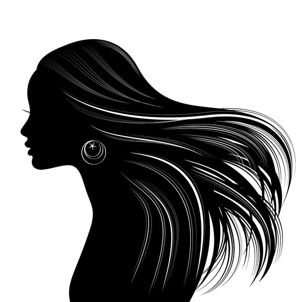 Vrouw haar stijl silhouet — Stockvector