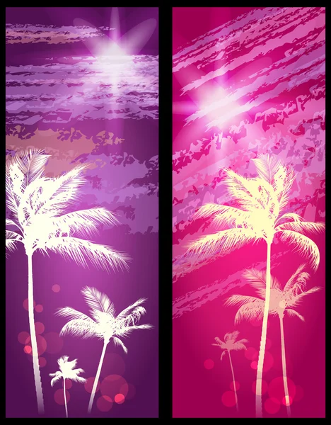 Exotic Palm Trees Background Banners — Stock Vector