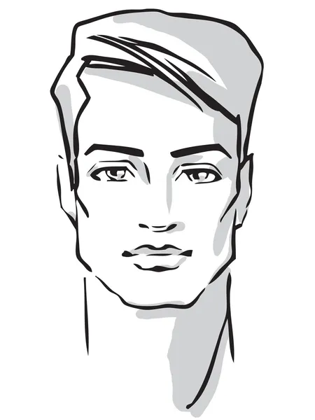 Man face. Hand drawn Fashion model — Stock Vector