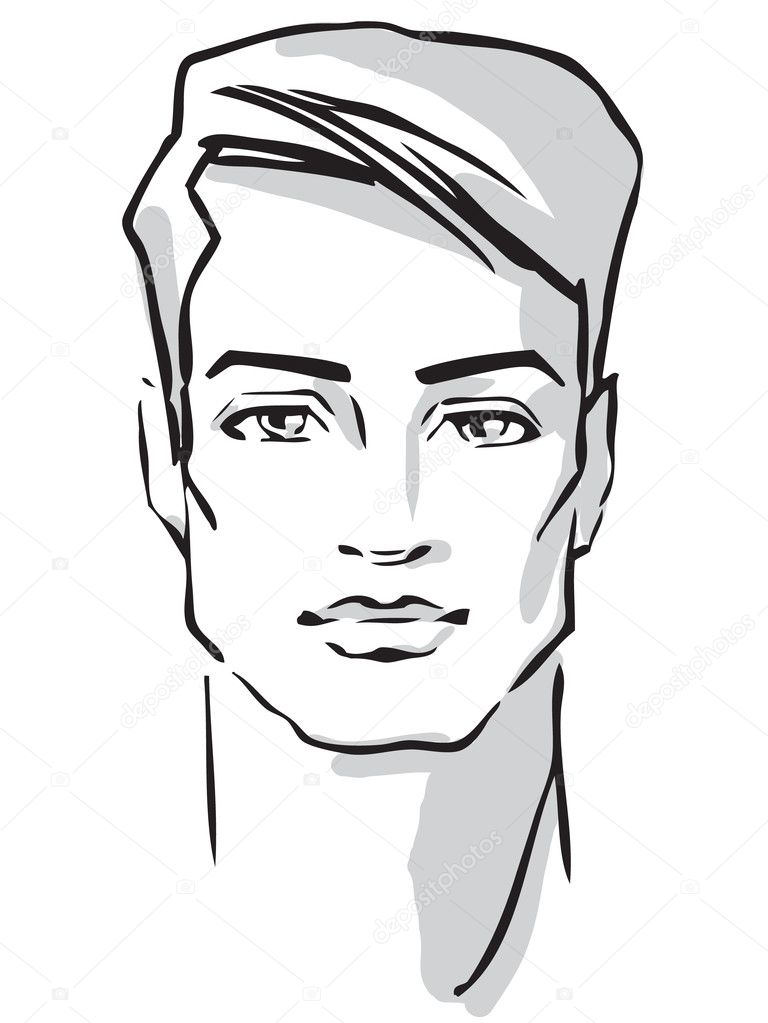 Man face. Hand drawn Fashion model