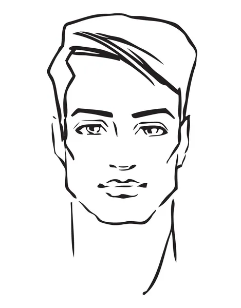 Cara de hombre. Modelo de moda dibujado a mano — Vector de stock