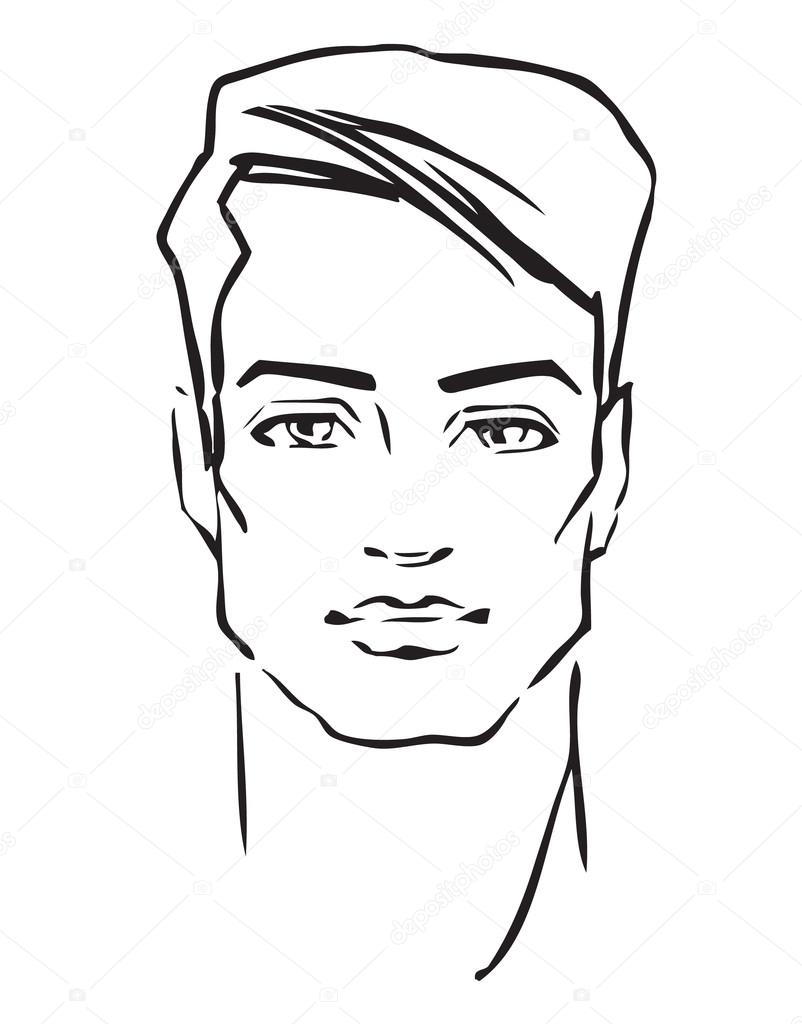 Man face. Hand drawn Fashion model