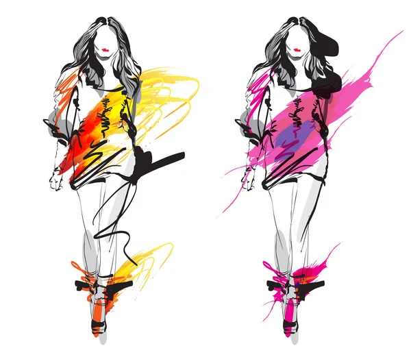 Mujer modelo de moda — Vector de stock