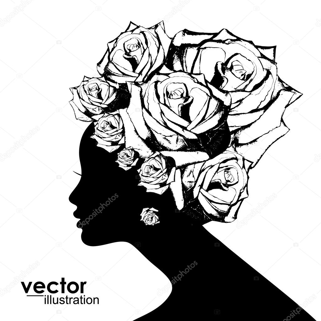 Abstract Woman Hair style Silhouette