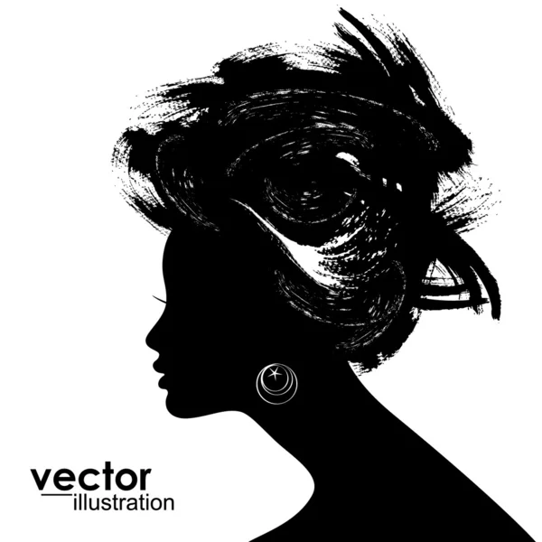 Žena vlasy styl silueta — Stockový vektor