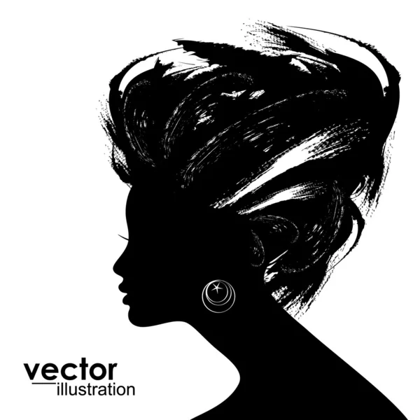 Mulher Estilo de cabelo Silhueta — Vetor de Stock