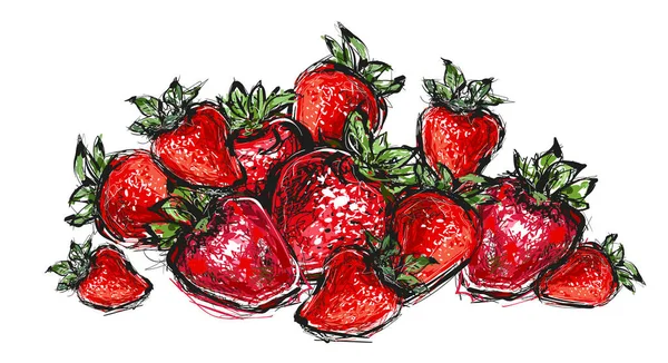 Strawberry Sketch Hand Drawn Vector Illustration Isolated White Background — Stock Vector