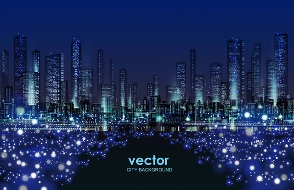 Urbano Vector Paisaje Urbano Por Noche Siluetas Ciudad Skyline Fondo — Archivo Imágenes Vectoriales