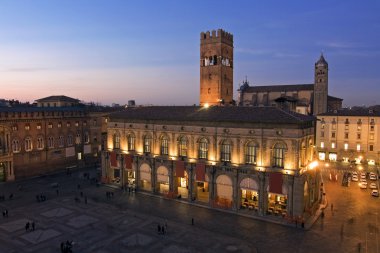 view of piazza maggiore - bologna clipart