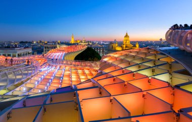 Cityscape from the top of the Metropol Parasol. This structure has been designed by the german architect J.Mayer and completed in 2011. Seville -Spain