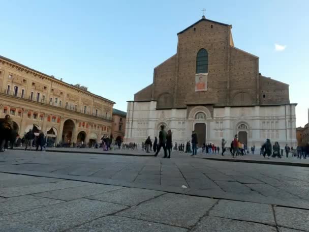 Bologna Italien April 2022 Piazza Maggiore Bologna Italienskt Landmärke Emilia — Stockvideo