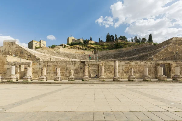 Vista Para Anfiteatro Romano Amã Jordânia — Fotografia de Stock