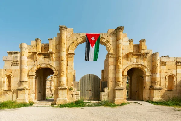 Arco Adriano Antiga Cidade Romana Gerasa Jerash Jordânia — Fotografia de Stock