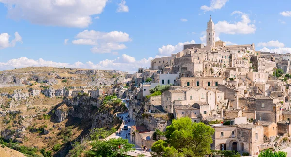 Antik Matera Sassi Matera Kasabasının Panoramik Manzarası Gün Doğumunda Güzel — Stok fotoğraf
