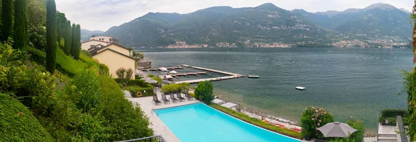 Ohromující Vzdušný Panorama Jezera Como Itálie Letoviska Lake Como Lezzeno — Stock fotografie