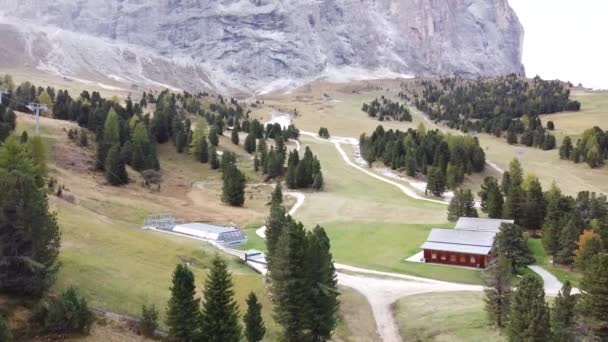 Přelet Dronem Nad Italskými Dolomity Severních Alpách Gardena Pass Ikonické — Stock video