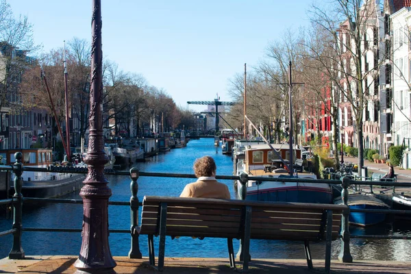 Canales Ámsterdam Barcos Casa — Foto de Stock