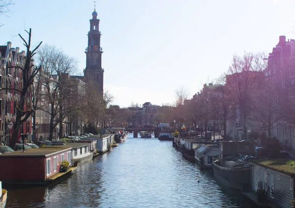 Canales Ámsterdam Barcos Casa — Foto de Stock