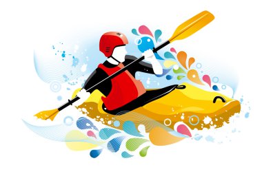 Vector illustration of a kayaker clipart