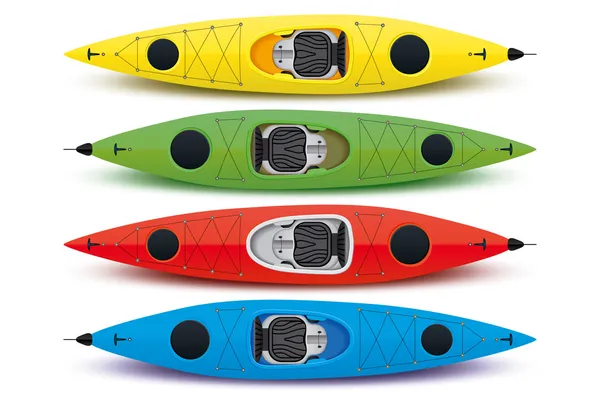 Illustration of colored kayaks — Stock Vector