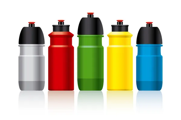 Ensemble de bouteilles d'eau de vélo de couleur Vecteur En Vente