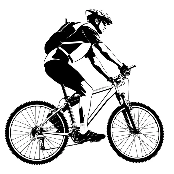 Ciclista en bicicleta de montaña — Vector de stock