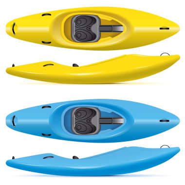Sarı ve mavi kayaks çalışan set