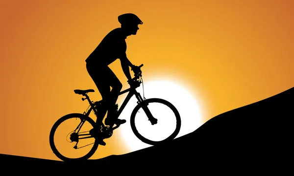 Ciclista em uma bicicleta de montanha — Vetor de Stock