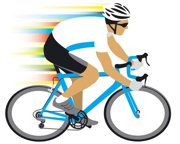 Racing cyclist in white jersey — Stock Vector