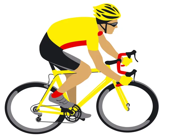 Racing cyclist in yellow jersey — Stock Vector
