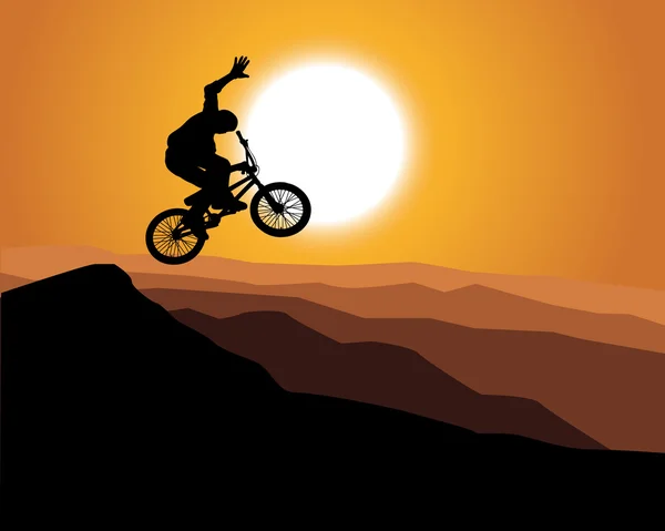 Kerékpáros a bmx az égen — Stock Vector