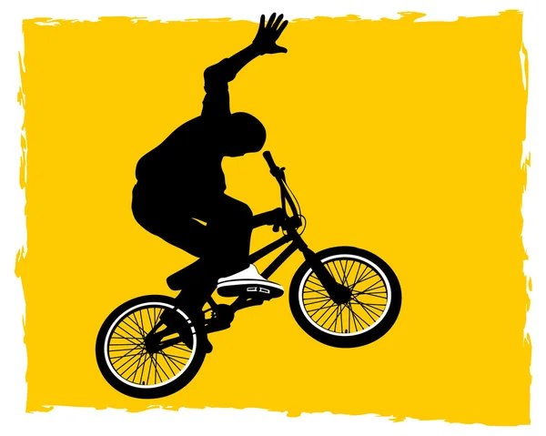 Ciclista en bmx en el cielo — Vector de stock