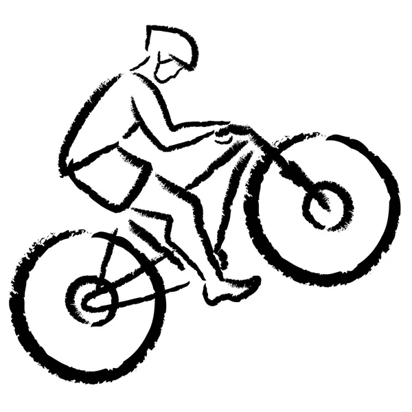 Ciclista estilizado em uma bicicleta de montanha — Vetor de Stock