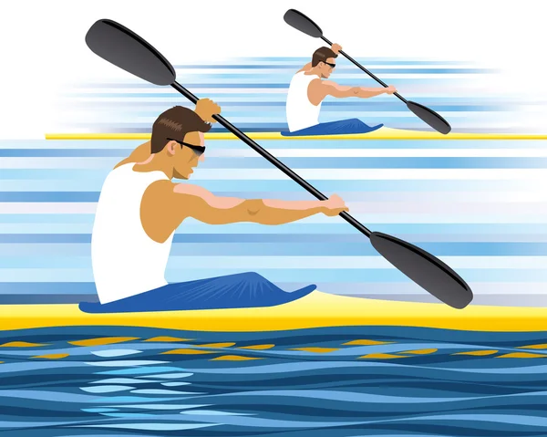 Competencia de remo kayak — Vector de stock
