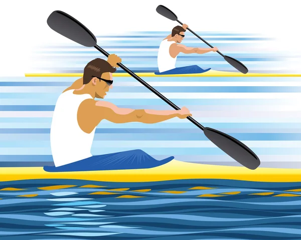 Compétition d'aviron en kayak — Image vectorielle