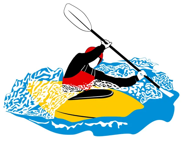 Vector illustration of kayaking — Stock Vector