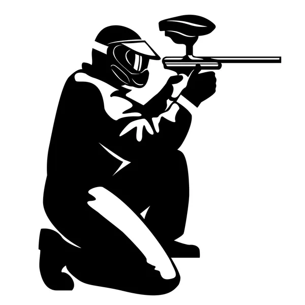 Illustration av en paintball-spelare — Stock vektor