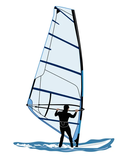 Vector illustration of wind surfer — Stock Vector