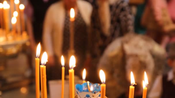 Wax candles in the church. The Russian Orthodox Church — Stock Video