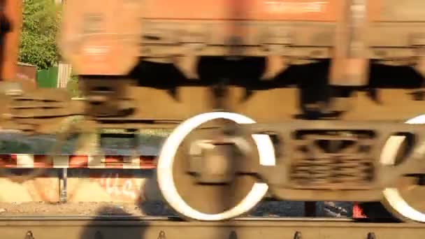 러시아 철도입니다. 기관차, 마차. — 비디오