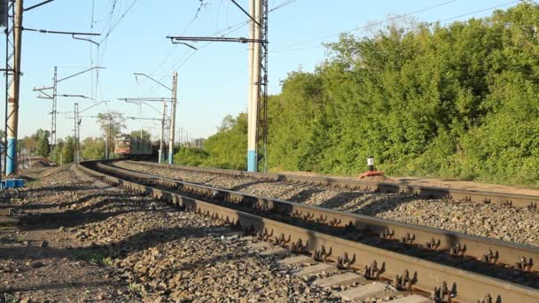 Ferrovie russe. Locomotive, carri . — Video Stock