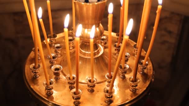 Wax candles in the church. The Russian Orthodox Church — Stock Video