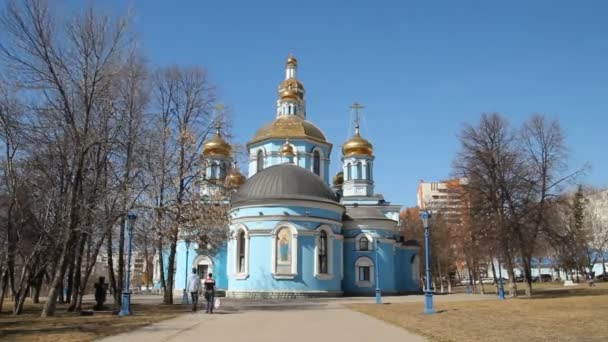 Rosyjski Kościół prawosławny. złote kopuły. Katedra — Wideo stockowe