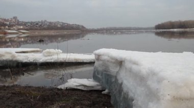buz drift. Rusya, Bahar, büyük bir nehir