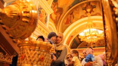 Ufa, Rusya - Eylül 2012: bakire mucizevi simgesini ve st matrona emanetler toplantı. Rus Ortodoks Kilisesi