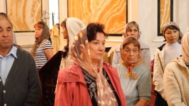 Ufa, Rusya - Eylül 2012: bakire mucizevi simgesini ve st matrona emanetler toplantı. Rus Ortodoks Kilisesi