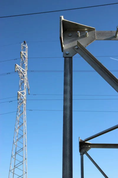 Part of high-voltage substation with switches and disconnectors — Stock Photo, Image