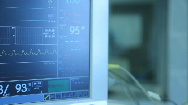 ECG monitor in operation room — Stock Video