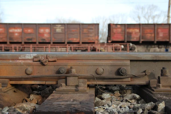 Russische Eisenbahnen. Lokomotiven, Waggons. — Stockfoto