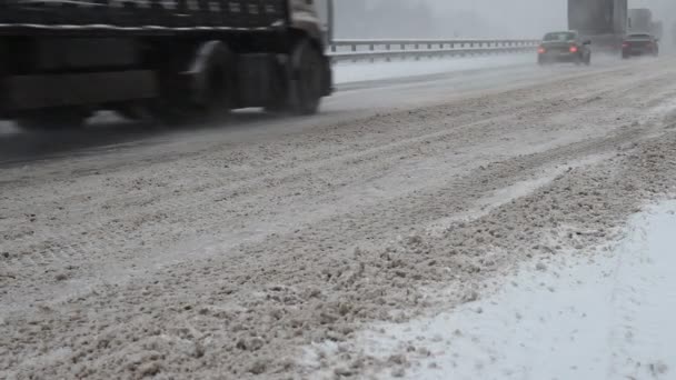 冬季公路。雪 — 图库视频影像